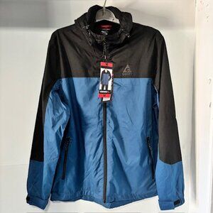 GERRY NWT Blue Black Colorblock M Hooded Zip Jacket Water Resistant Anti Static